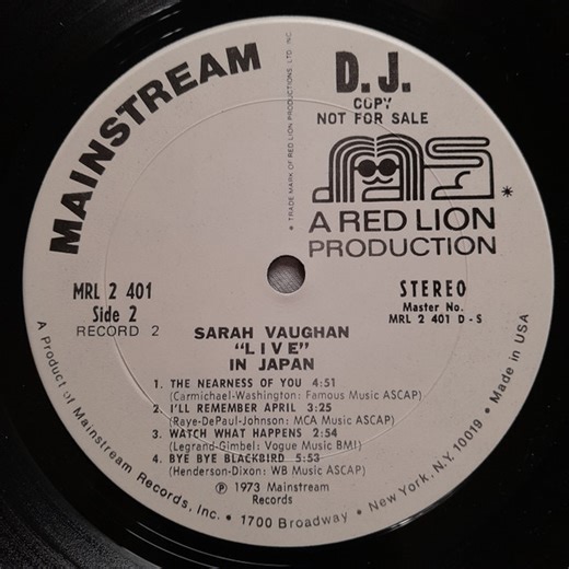 Sarah Vaughan - "Live" In Japan