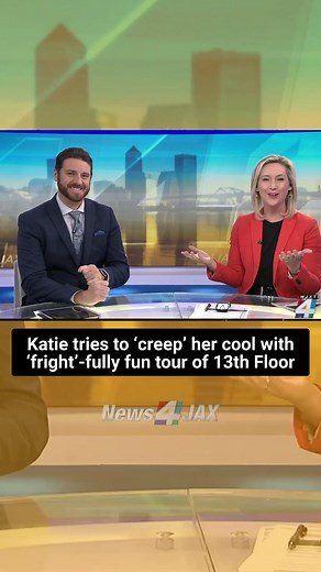 RUN KATIE, RUNNNNNN! 🏃‍♀️💨 Watch meteorologist Katie Garner get the behind-the-scenes scoop at The 13th Floor Haunted House this morning! She will walk through the haunted house a little before 9:15 a.m. You can watch her reaction live on-air, online and on News4JAX . https://www.news4jax.com/watchlive/ | WJXT4 The Local Station / News4JAX