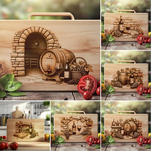 Laser Engraving File Bundle 50 Retro Designs, Wine Grapes and Charcuterie for Kitchen Decor Engraving - Etsy