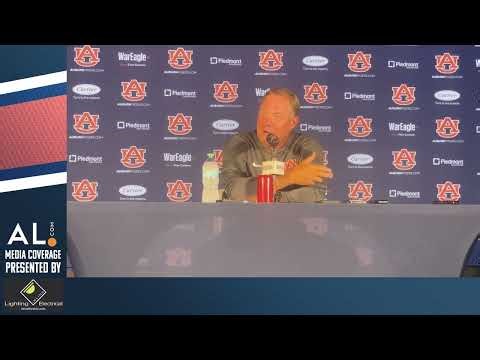 Head coach Hugh Freeze speaks with the media following Auburn's practice Monday.