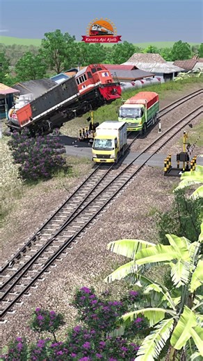 truk mogok di tengah palang pintu perlintasan kereta api #keretaapi #train#palangpintukeretaapi