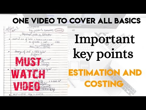 estimation and costing in civil engineering | important key points| basics of estimation | lecture1
