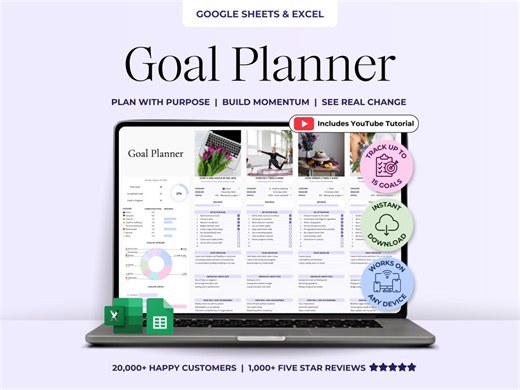 Goal Planner Spreadsheet Google Sheets Goal Tracker Template 2026 New Years Resolutions Yearly Digital Goal Tracking Template Vision Board - Etsy