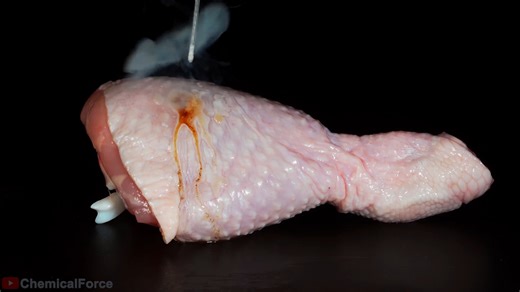 THE STRONGEST ACID IN THE WORLD Fluoroantimonic acid - effect on chicken skin, meat & bone!!!