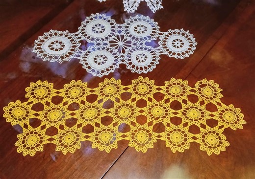 Pair of Vintage Hand-crocheted Doilies - Yellow and White - Etsy