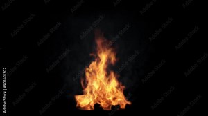 High-Quality Loop Animation of Fire Flame: Abstract Background of Burning Flames with Alpha Layer for Seamless Integration.