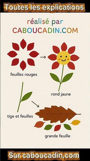 Easy autumn craft for kids: smiling flowers with natural leaves