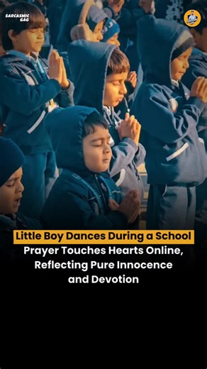 SARCASMICGAG - Harsh Chaudhary on Instagram: "A wholesome video of schoolchildren praying has gone viral, capturing millions of views. One little boy stands out, gently dancing and vibing to the prayer without breaking his posture, melting hearts online and spreading joy, innocence, and pure devotion across the internet."
