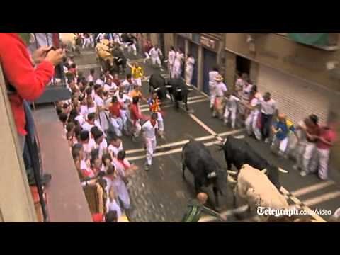 Running of the bulls in Spain's Pamplona begins