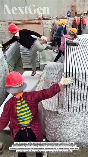 INSANE Stone Cutting Technique! Workers Split Giant Granite Blocks Like Butter