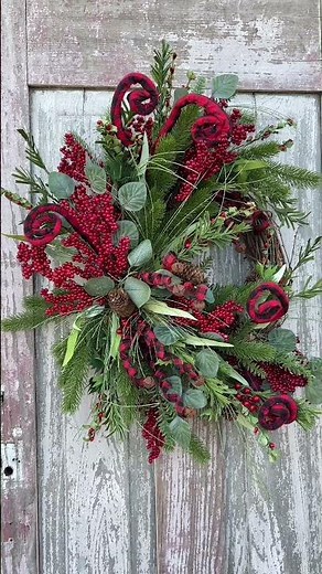 Create a Cozy Red Buffalo Wreath with Berries | Rustic Decor DIY