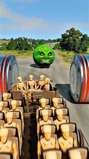 Long Colorful Capsule Buses vs Hydraulic Press! 🚌💥