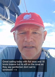 🌍 🇬🇧 🇺🇸 Great Sailing Today, but Still on the Nose 👇 (Kevin Le Poidevin) Its been a few days now with the breeze (when it's there) on the nose. Today is a great day as we had flat seas and a breeze that is now at 16 knots TWS. Seas haven't had time to build up any wind waves yet, so it's great sailing......but it's still on the nose. Im sure you know the old saying, 'Gentlemen don't sail to windward'. Reef 2 and J2.5 headsail. 👉 Aviator Ocean Racing Facebook👉 https://www.facebook.com/Roa