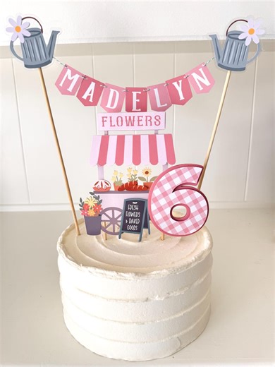 Flower Cart Bunting Cake Topper – Bakery and Flower Garden Party Decor (2 Pc Set) - Etsy