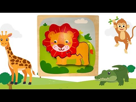 Easy Lion Puzzle | 3 Pieces | Learn Wild Animals, Problem Solving & Basic English