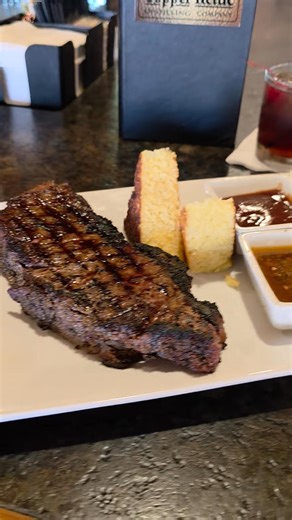 Smoked NY Strip Thursday! ONLY 24.99 and ONLY on Thursdays do we smoke a whole NY Strip, let it rest and then slice it and sear it just the way you want it! Comes with a side and cornbread and ONLY at the Copper Kettle. | Copper Kettle Distilling