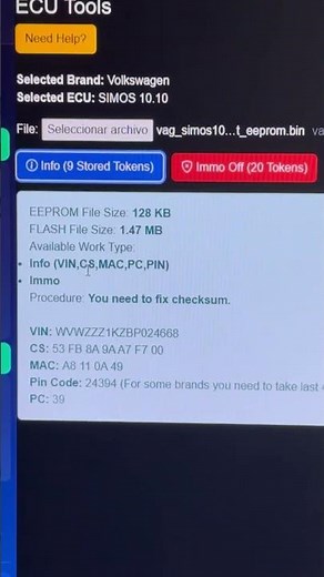 Get información and immo off for SIMOS 10.10