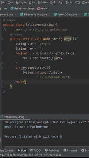 Check if a string is Palindrome | Java | coding practice | Interview qestions