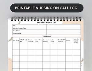 Nursing On-call Log Template Landscape | Printable Nurse Call Sheet PDF | Clinical Call Documentation Form - Etsy