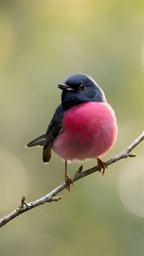 🌿 Nature’s Soft Pink Jewel 💗 | The Pink Robin 👀 The Pink Robin is a small Australian bird known for its striking pink breast, with males having a deep lilac-pink chest and a white forehead spot, while females have a more subtle pinkish wash. Native to southeastern Australia, it inhabits cool, wet temperate forests and forages on the ground for insects and spiders, using a "perch-and-pounce" method. It is distinguished from the similar Rose Robin by its plain black tail, lacking white markings
