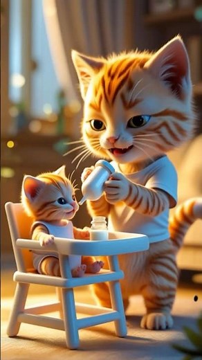 Baby Kitten Poops! Big Brother Cat Stays Home to Babysit🏠🥰 #cat #kitten #cutecat