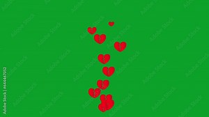 Broken heart animation slowly floats on a green screen. broken heart floats on chroma key background. Used at Valentine's Day festival. Stock Video