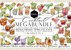 Watercolor Cocktail Clipart, Signature Cocktail Clipart, Alcohol Illustrations, Beverage Clipart, Garnishes, Beers, Non Alcoholic Drinks - Etsy