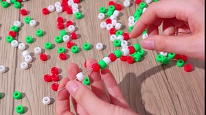 Barydat 3600 Pcs Christmas Plastic Bead Assorted Colored Christmas Pony Bead Red White Green Pony Beads Christmas Beads for Craft Home Decor Hair Braiding Jewelry Necklace Bracelet Making Craft Bead