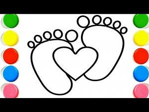 How To Draw cute foot Drawing, Painting & Coloring For Kids and Toddlers_ Child Art