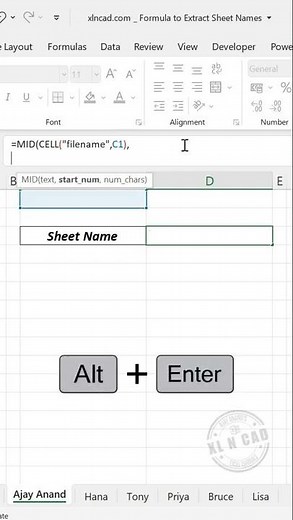 Formula to get Sheet Name in Excel #excelshorts