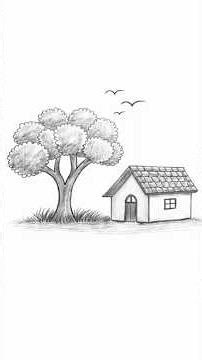 Simple Countryside Drawing with Pencil