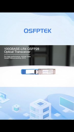 QSFPTEK 100G-LR4-S compatible optical transceiver module is designed with duplex LC connectors, reaching a link up to 10km over single-mode fiber(SMF). QSFPTEK manufactured 100GBASE-LR4 QSFP28 transceiver module is compliant with IEEE 802.3ba 100GBASE-LR4, QSFP28 MSA standard. #qsfptek #optical #transceiver #opticaltransceiver #cisco #100G