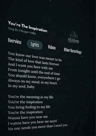Chicago: You're The Inspiration Lyrics