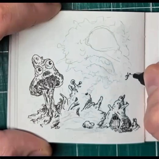 Alien fungi fun. Pen on paper #ink #illustrationnation #sketchbook #timelapse #drawingink #artist
