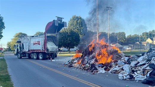113K views · 714 reactions | Fire officials in Tiffin are urging the community not to dispose of certain items after trash inside a garbage truck caught fire Monday morning. | WTOL 11 | Facebook