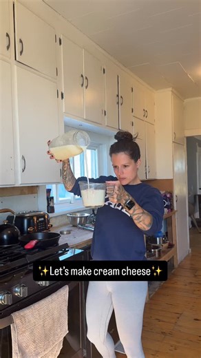 Living Different on Instagram: "Ok, so you want to make cream cheese and don’t know how? I didn’t either and then I just decided to give it a try and it’s surprisingly easy. Here’s what to do: * 4 cups whole milk * 3 tbsp distilled white vinegar * 1/2 tsp good quality salt 1. In medium pot , bring milk to a temp of 175F. Do not let it boil or burn, watch your milk and stir. 2. Once milk is at temp, turn heat off but leave pot on burner. 3. Stir in vinegar 4. Gently stir with slotted spoon - you’