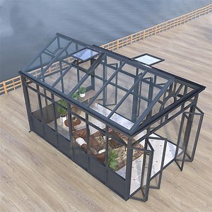 [Hot Item] Low-E Prefabricated Glass House Cabins and Garden Rooms Products Aluminium Cabins and Garden Room House Glass Sunroom
