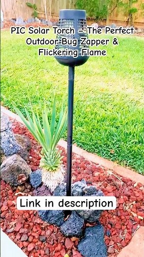 PIC Solar Bug Zapper Torch – Flickering Flame, Outdoor Mosquito Killer
