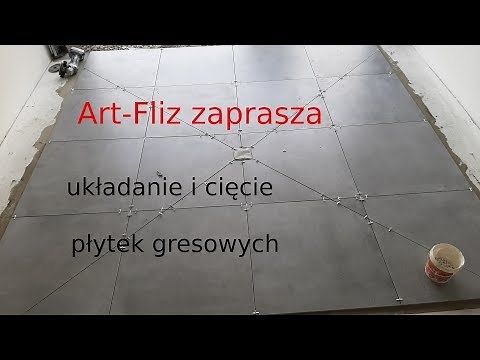 Układanie płytek podłogowych gres 60x60 w kopertę, cięcie płytek gresowych