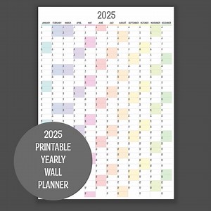 2025 Vertical Full Year Wall Planner, Printable PDF, A4,A3,A2 & A1 Planner, Yearly Calendar, 12 Month, Instant Download, Minimalist Design - Etsy Australia