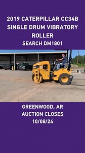 2019 Caterpillar CC34B single drum vibratory roller. Selling 10/8. Bid now at purplewave.com #governmentauction #governmentequipment #noreserveauction #singledrumroller #caterpillar #caterpillarroller | Purple Wave Auction