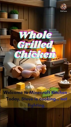 PERFECT WHOLE GRILLED CHICKEN recipe in Minecraft #shorts #minecraft #cooking