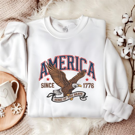 America Eagle Embroidery Design, Patriotic Bald Eagle USA, Home of the Brave Embroidery File - Etsy