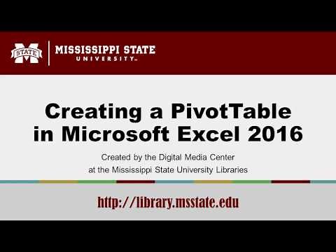 Creating a PivotTable in Microsoft Excel 2016