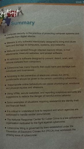 class 8 unit 5 summary #lesson #computer # explanation