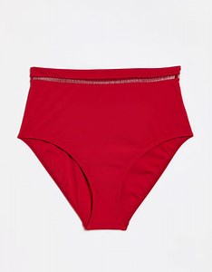 Figleaves high waisted bikini bottoms with mesh detail in red | ASOS