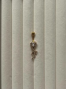 Heart Belly Button Ring With Bow - Etsy UK