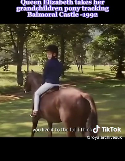 from the 1992 documentary, Elizabeth R, Her Majesty takes her grandchildren Pony tracking at her Balmoral estate where she would eventually pass away on #queenelizabeth #documentary #history #balmoral #theroyalfamily #cute #grandma #fyp