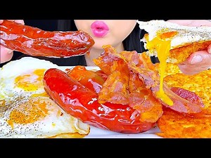 Asmr Mukbang | Soft Fried Egg, Sausage, Bacon & Hash Browns Breakfast | Eating Sounds | ASMR Phan