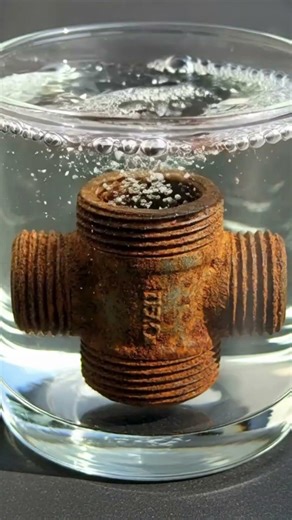 Satisfying Rust Removal in Acid | Rusty Steel Pipe Cleaning Reaction #shorts